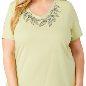 Coral Bay Plus Embellished Short Sleeve Top