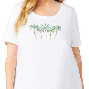Coral Bay Plus Embroidered Short Sleeve Top