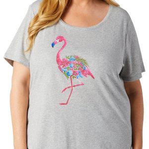 Coral Bay Plus Short Sleeve Painted Flamingo Top