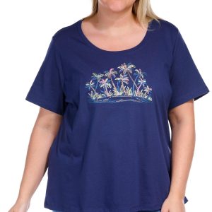 Coral Bay Plus Embellished Short Sleeve Top