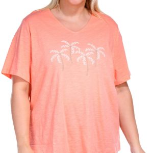 Coral Bay Plus Seed Palm V-Neck Top