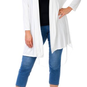 NY Collection Plus Long Sleeve Jersey Chiffon Cardigan