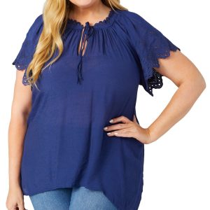 Liv Los Angeles Plus Short Sleeve Flounce Top