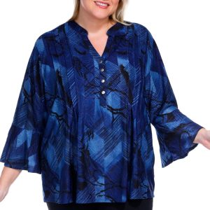 Notations Plus 3/4 Bell Sleeve Jacquard Top