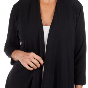 Notations Womens Solid Open Cardigan