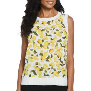 Rafaella Womens Sleeveless Lemon Knit Top