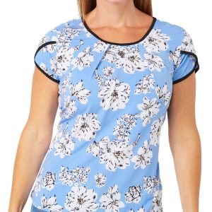 Adrienne Vittadini Women's Short Sleeve Tulip Print Top