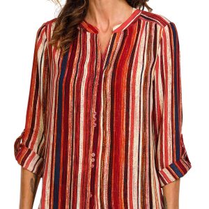 Zac & Rachel Womens Long Sleeve Striped Shirt