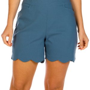 Fit Sight Womens Solid Scalloped Bermuda Shorts