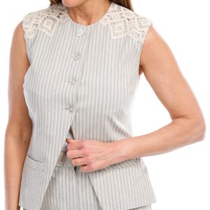 Nanette Lepore Women's Striped Crochet Vest