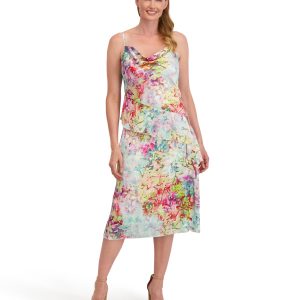 Laundry by Shelli Segal Floral Side Ruffle Slip Dress