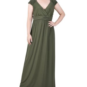 NY Collection Petite Ruched Empire-Waist Maxi Dress