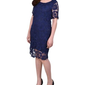 NY Collection Womens Lace Sheath Dress