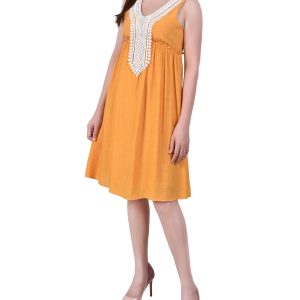 NY Collection Petite Crochet Neckline Empire Dress