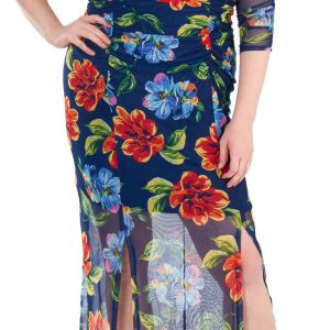 NY Collection Plus FLoral Double Slit Maxi Dress