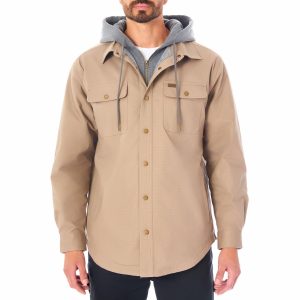 Smith's Workwear Mens Stretch Canvas Hooded Shirt-Jacket