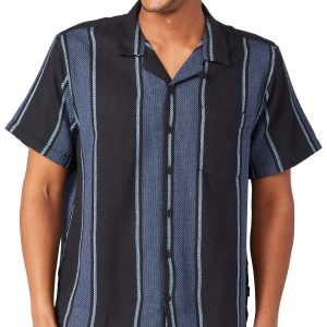 Rode Mens Weave Yarn Dye Stripe Camp Button Down Shirt