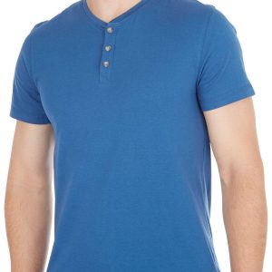 DVISION Mens Solid Short Sleeve Henley Shirt
