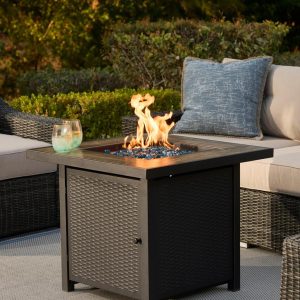Heat Maxx 30 in. Square Propane Fire Pit & Wicker Sidewalls