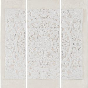 Madison Park 3 Pc White Wooden Mandala 3D Canvas Wall Art