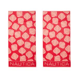 Nautica 2 Pc Seashell Seashore Jacquard Beach Towel