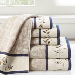 Madison Park 6 Pc. Serene Embroidered Jacquard Towel Set