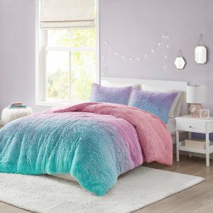 Primrose Ombre Shaggy Faux Fur Comforter Set