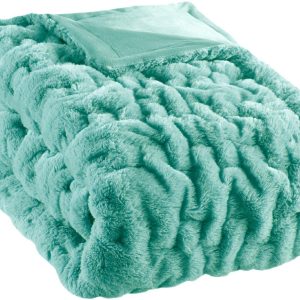 Madison Park Ruched Fur Throw