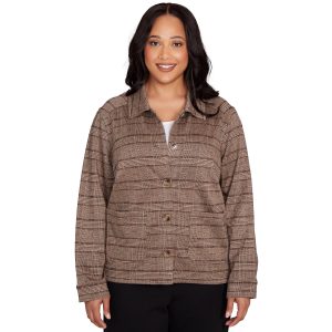 Hearts of Palm Plus Plaid Long Sleeve Jacket