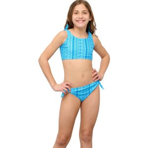Big Girls Blue Aztec Bowtie Bikini Set