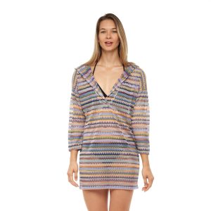 Womens Rainbow Long Sleeve Hoodie Cover Up Dress