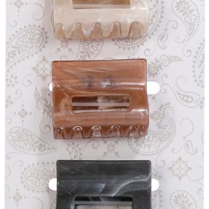 Capelli 3 Pk Claw Marble Design Hair Clip Set