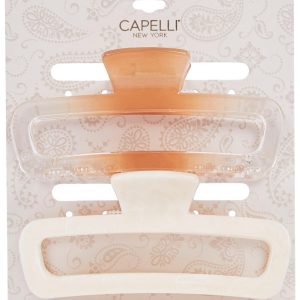Capelli 2 Pk Rectangle Claw Hair Clip Set