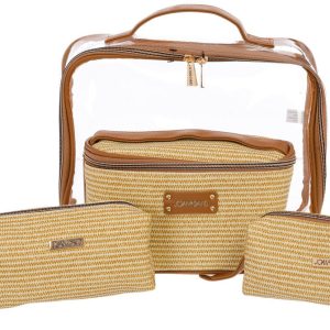 Joan + David 4 Pc Faux Straw Toiletry Set