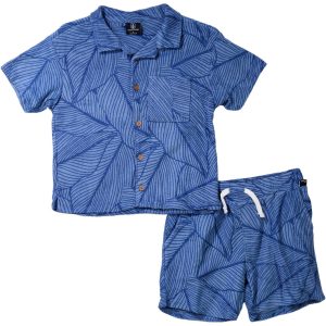 Volcom Big Boys 2 Pc Towel Button Down Tropical Shorts Set