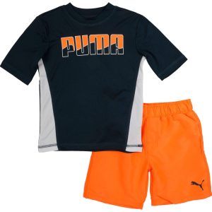 Puma Little Boys 2-Piece Logo Rashguard & Swim Short Set