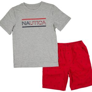 Nautica Little Boys 2 Pc Americana Anchor Shorts Set