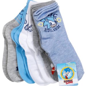 Sonic The Hedge Hog 5 Pk Crew Socks