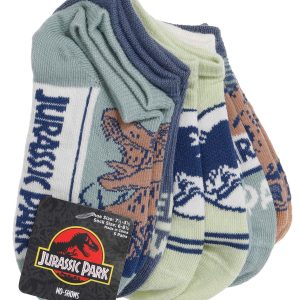Jurassic Park 5 Pk No Show Socks
