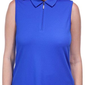 Coral Bay Golf Petite Textured 1/4 Zip Sleeveless Polo