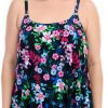 Paradise Bay Womens Asymmetrical Flounce Tankini Top