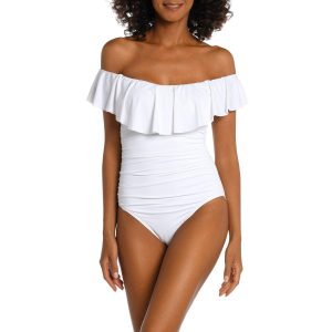 La Blanca Womens Island Goddess Off Shoulder One Piece