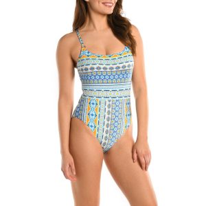 La Blanca Womens Scarf Print One Piece Swimsuit