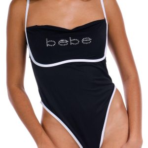 Bebe Juniors Rhinestone Logo Embellished One Piece Swimsuit