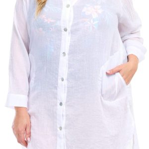 Pacific Beach Plus Long Sleeve Breeze Big Cover Up Shirt