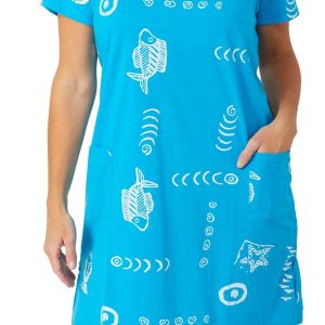 In Gear Womens Short Sleeve Fish Print Swim Coverup