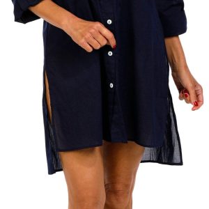Dotti Womens 3/4 Sleeve Button Down Cover Up