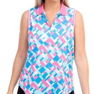 SPORT HALEY Womens Aubrey 1/4 Zip Sleeveless Polo Top