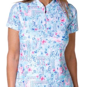 Coral Bay Golf Women's Tropical Zip Neck Polo