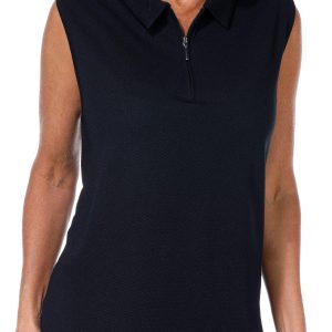 Coral Bay Golf Womens Textured 1/4 Zip Sleeveless Polo
